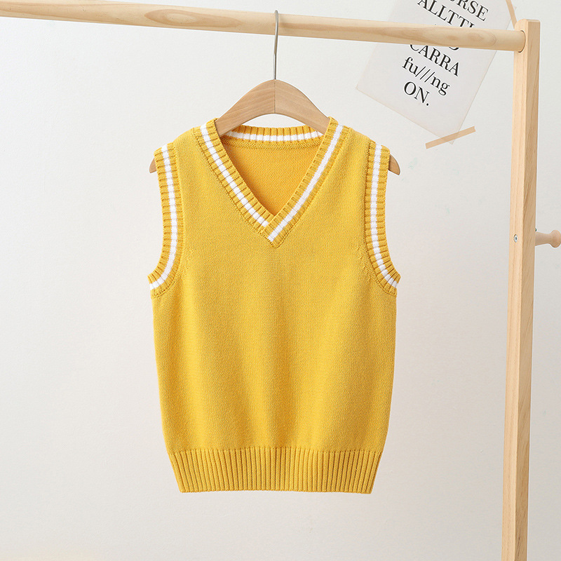 Children's Knitted Vest Kindergarten Autumn and Winter School Uniform Boys' and Girls' Vest British College Style Sweater