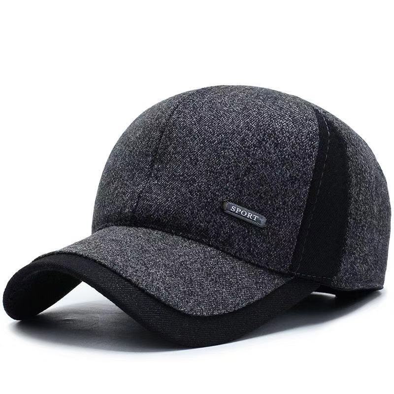 Hat Men's 2023 New Autumn and Winter Warm Cashmere Baseball Cap Korean Fashion Middle-Aged and Elderly Casual Earmuffs Hat Wholesale