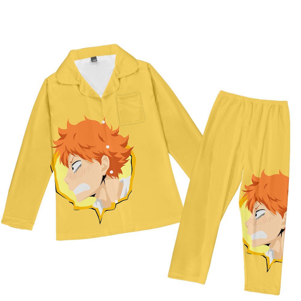 跨境排球少年日漫睡衣套装童装系列 3d数码打印长裤长衫睡衣套装