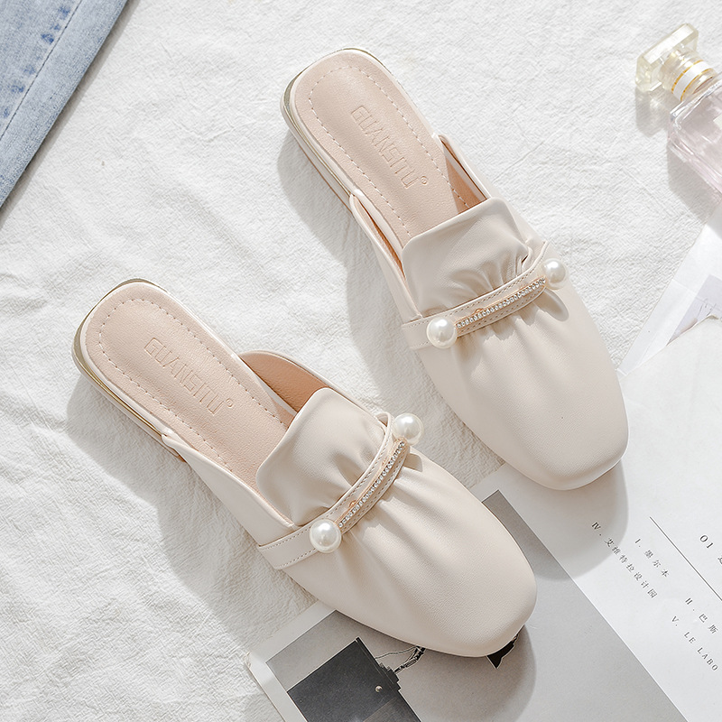 懒人鞋包头半拖鞋女外穿2024春夏新款网红半托单鞋穆勒鞋粗跟凉拖