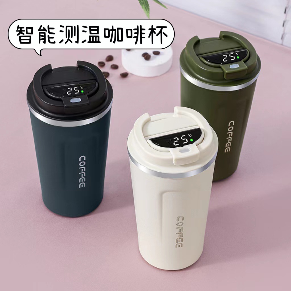 Intelligent Temperature Measuring Stainless Steel Coffee Cup Double-Layer Vacuum Mug Office Mug Car Water Cup outside