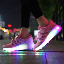 2024夏季儿童鞋双轮充电灯光LED暴走鞋轮子鞋溜冰鞋
