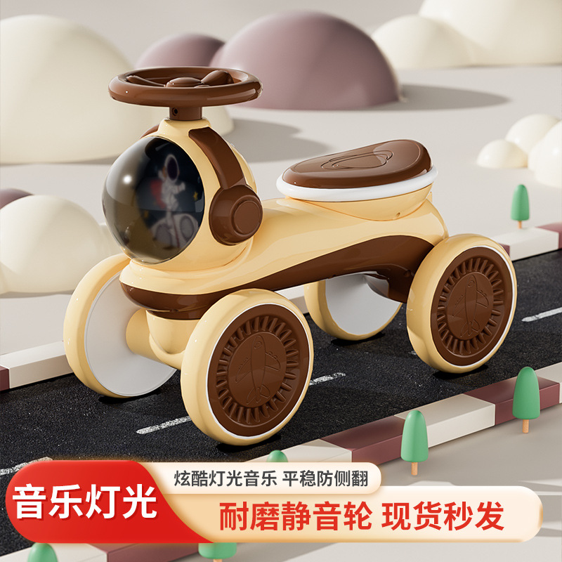 Children's Four-Wheel Scooter with Light Music Balance Car 1-3 Years Old Baby without Pedal Luge Stroller Wholesale