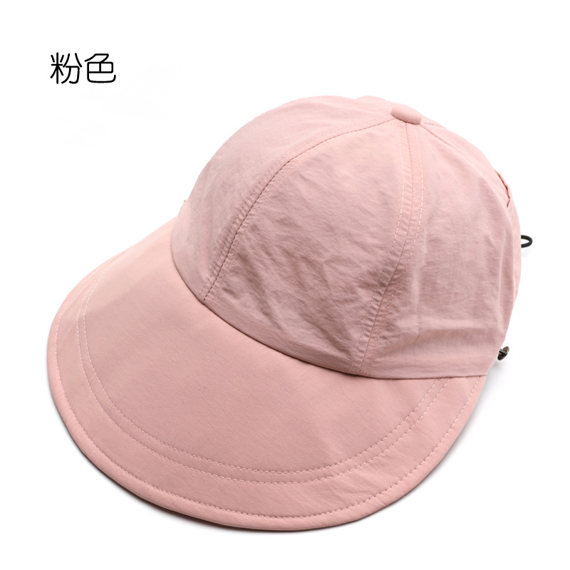 Hat Female Spring and Summer Solid Color Light Board Big Brim Foldable Peaked Cap Outdoor Travel Riding Sun Protection Sun Hat