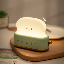 面包机小夜灯创意USB充电调光照明台灯led暖光卧室床头灯一件代发