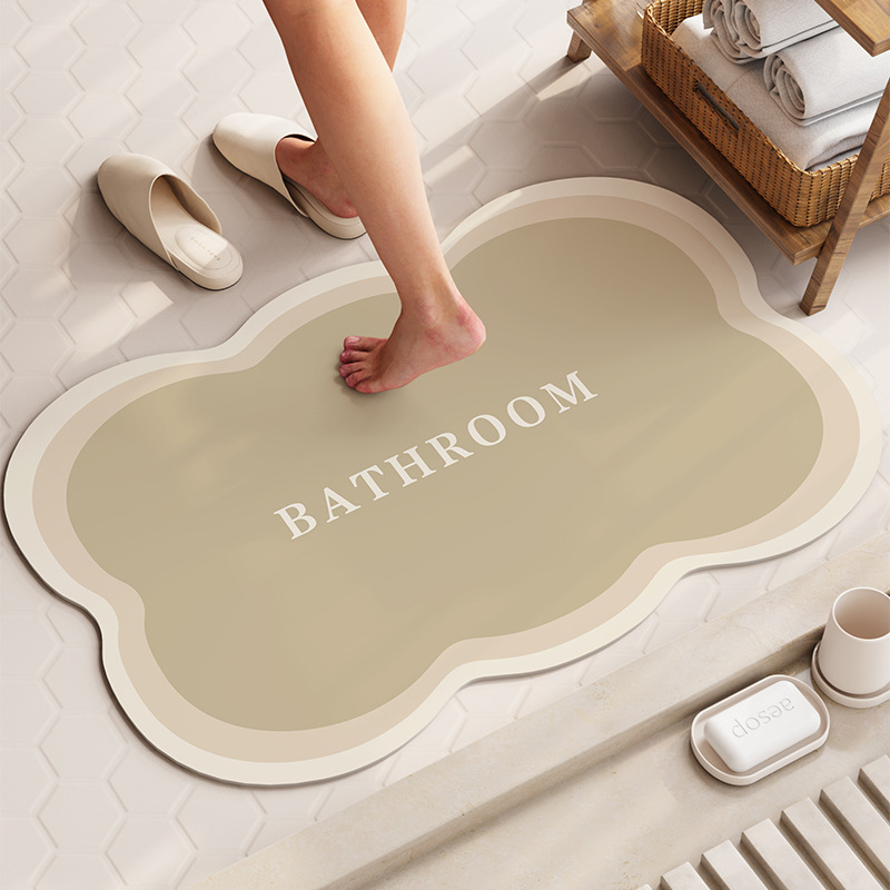 Simple Geometric Diatom Ooze Floor Mat Bathroom Non-Slip Floor Mat Shower Room Door Bathroom Absorbent Carpet Floor Mat
