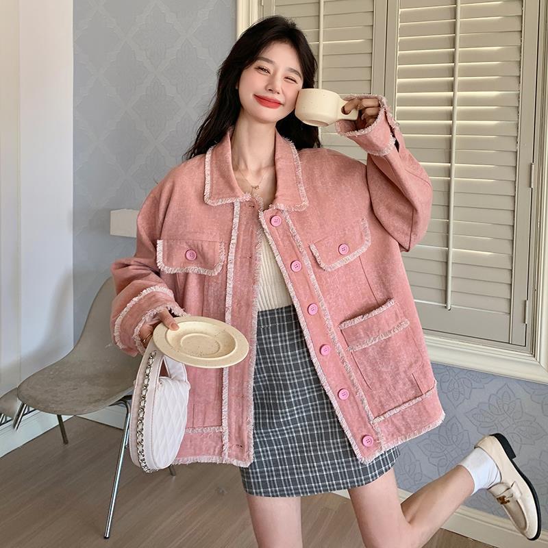 粉色小香风牛仔外套女短款2024早春新款小个子女感时尚少女甜美