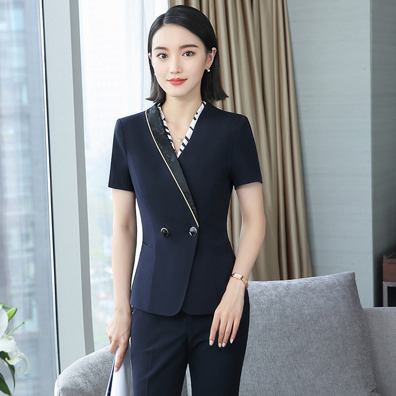 珠宝金店销售营业员工作服女夏季老庙周大生中国黄金职业西装工装