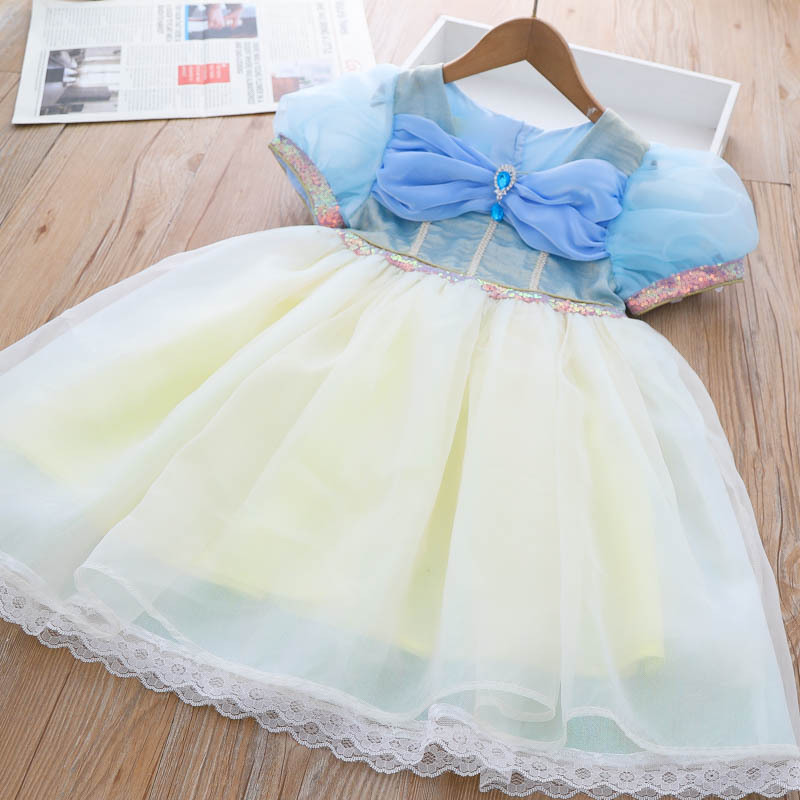 女童白雪公主裙夏装2023新款儿童洋气蓬蓬网纱裙小女孩礼服连衣裙