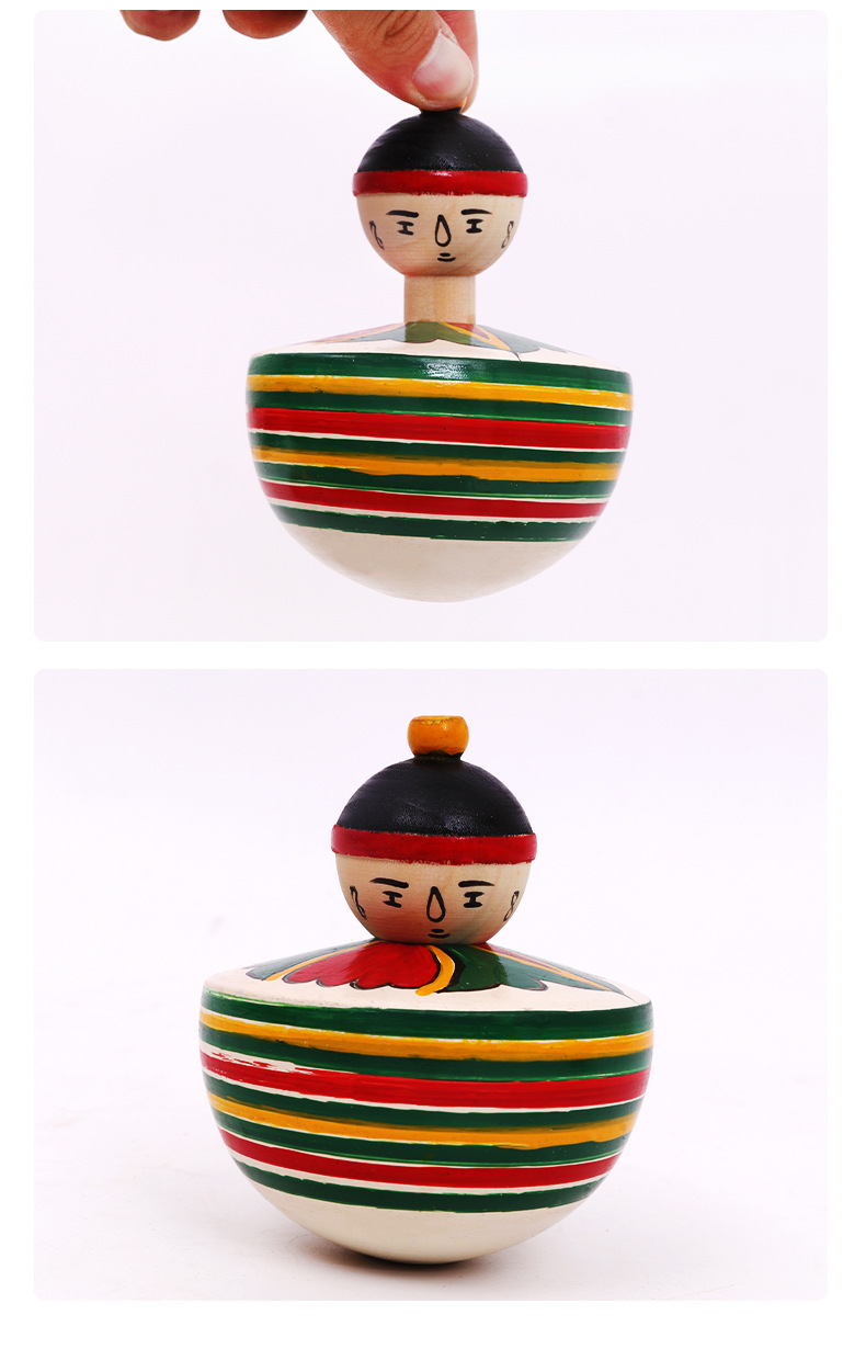 不倒翁传统玩具不倒翁木质不倒翁手工彩绘不倒翁桌面摆件不倒翁
