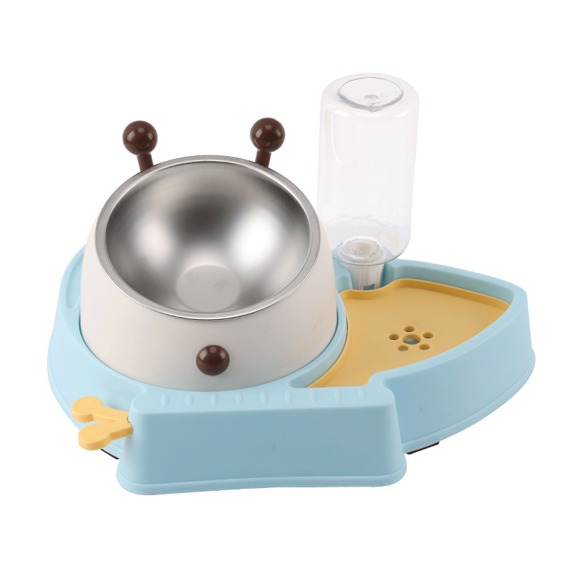 Cute Three-in-One Butterfly Flying Stainless Steel Pet Bowl Cat Bowl Dog Bowl Neck Protection Feeder Dual-Purpose Automatic Drinking Water