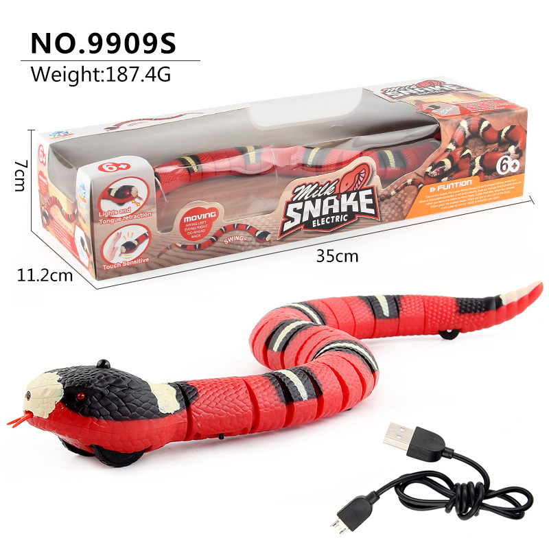 Cross-Border New Children's Electric Induction Obstacle Avoidance Silver Ring Snake New Exotic Remote Control Snake Funny Trick Toy Wholesale