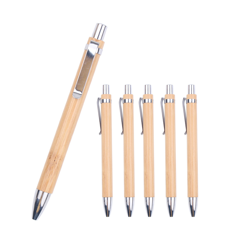 in Stock Wholesale Bamboo Pen Metal Hook Bamboo Wood Material Printing Engraving Logo Advertising Marker Ballpoint Pen Wholesale