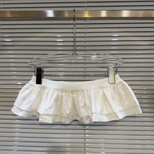 法式甜辣风女2024夏季设计感小众独特别致收腰显瘦白色芭蕾裙摆