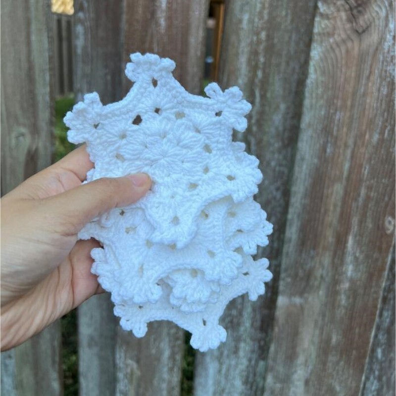 亚马逊跨境手工钩织雪花杯垫桌面装饰杯子隔热垫防滑垫节日装饰品