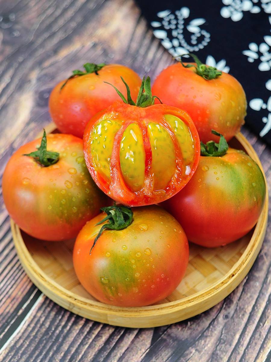 丹东铁皮柿子草莓西红柿番茄新鲜自然熟生吃的沙瓤蕃茄非普罗旺斯