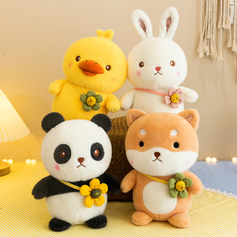 抓机娃娃毛绒动物熊猫兔子黄鸭柯基公仔玩偶地摊夜市套圈婚庆礼品