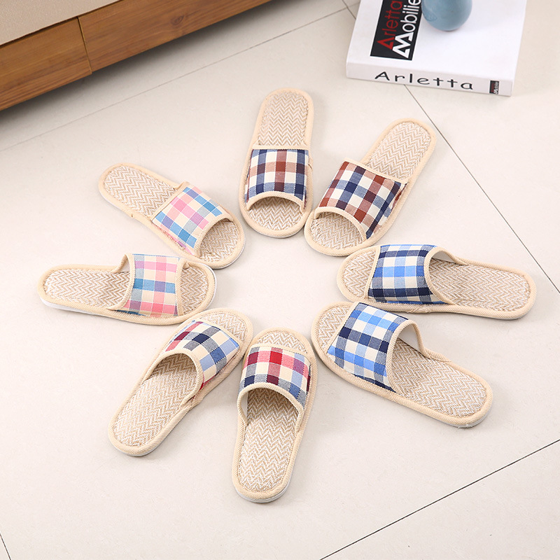Four Seasons Linen Cotton Linen Couple Slippers Men and Women Japanese Style Home Indoor Non-Slip Slippers Wooden Floor Soft Soled Cotton Slippers