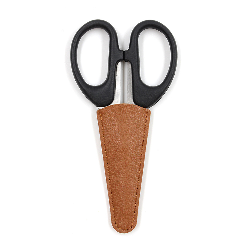 现货批发皮革剪刀套家用小剪刀收纳袋可印logo便携修眉剪刀保护套-阿