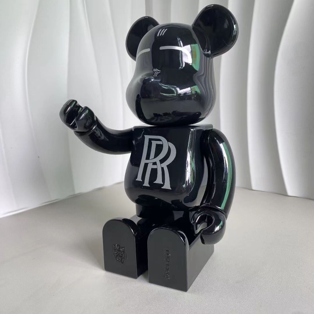 现货400�arbrick黑色r暴力熊积木熊公仔名车手办潮流摆件模型