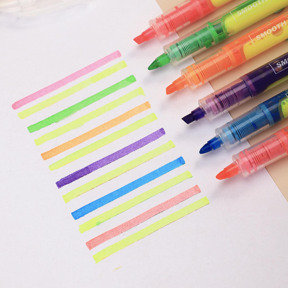 柯林colnk六色双头直液式大容量荧光笔 学生划线创意画记号彩色笔