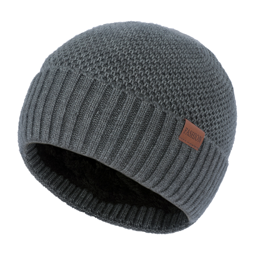 2022 Autumn and Winter New Hat Thermal Knitting Fleece-Lined Thickened with Standard Solid Color Stripes Outdoor Travel Earflaps Cap