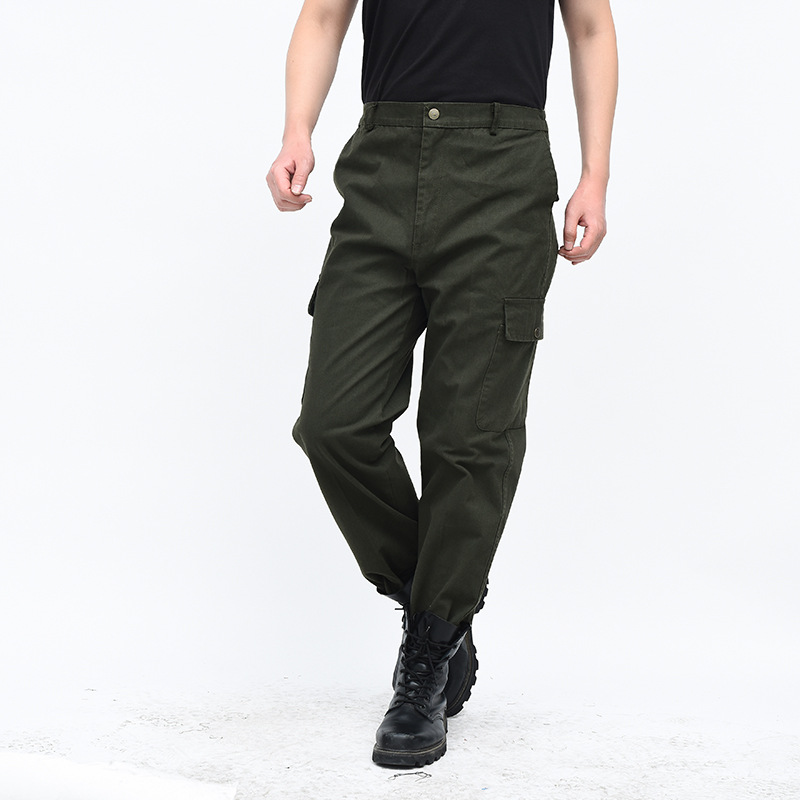 Cotton Canvas Trousers Overalls Work Pants Outdoor Casual Electric Welding Machine Repair Labor Protection Work Pants Multi-Pocket Green