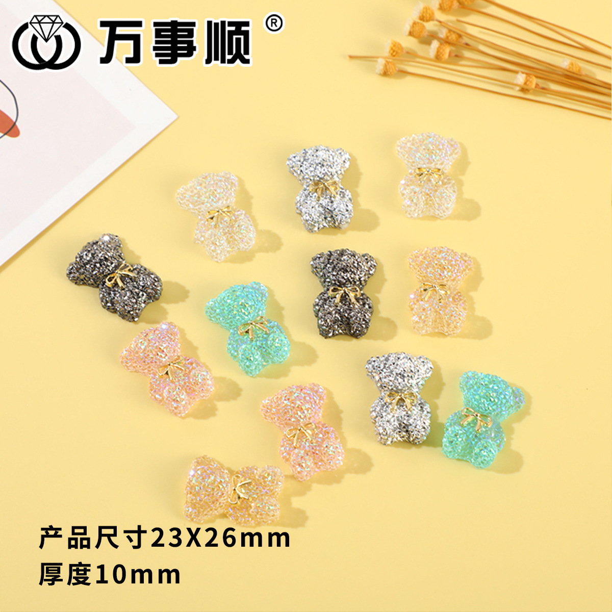 yiwu small commodity online influencer jewelry korean style three-dimensional bow tie bear diy hair clip jaw clip patch jewelry accessory bag