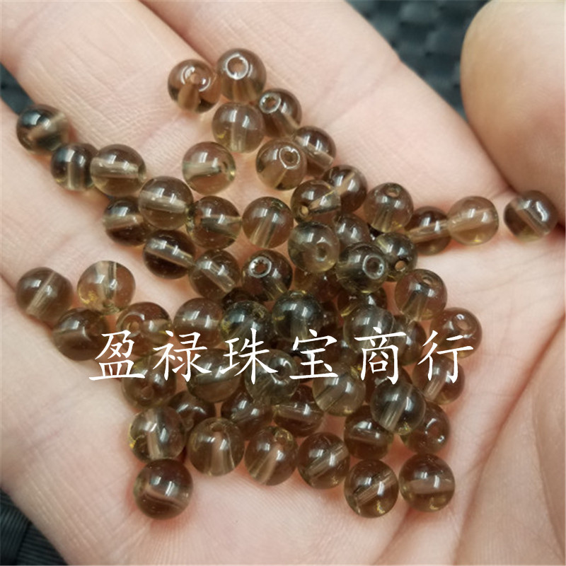 仿水晶圆珠仿玉石散珠茶色玻璃珠子diy手链项饰品配件珠子批发
