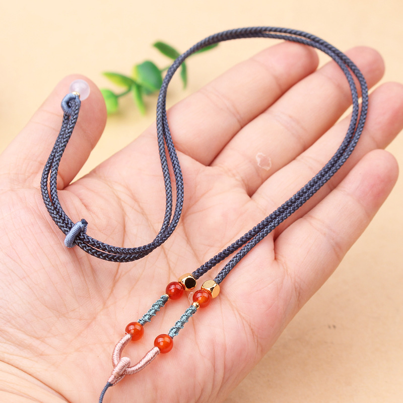 2mm雅致吊坠挂件绳伸缩锁骨项链绳编织翡翠玛瑙玉佩挂脖绳子批发