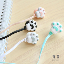 韩版创意小猫爪入耳式耳机 带麦线控可爱卡通女生通用收纳盒