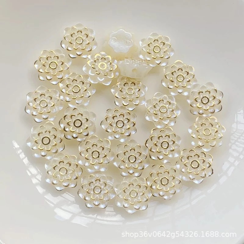 树脂仿珍珠直孔千层花头饰发饰服装配件DIY串珠手工材料 厂家直供