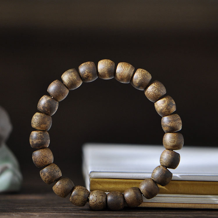 天然野料越南莺歌绿奇楠沉香桶珠鼓形珠手串6mm9mm男女款佛珠手链