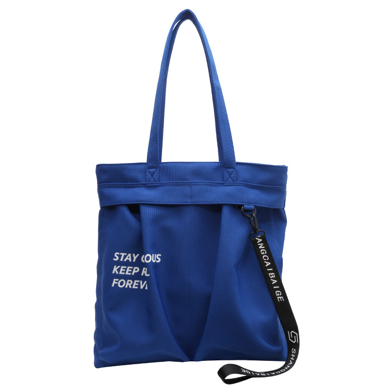 2023 New Commute Leisure Women's Shoulder Bag Korean Simple Solid Color Letter Canvas Bag Large-Capacity Crossbody Bag