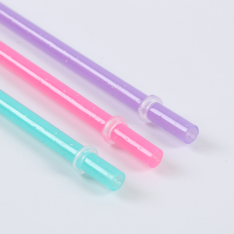 Factory Direct Sales Multi-Color Plastic Straight Tube with Non-Slip Ring Straw Multi-Color Creative Straw Party Straw Customization