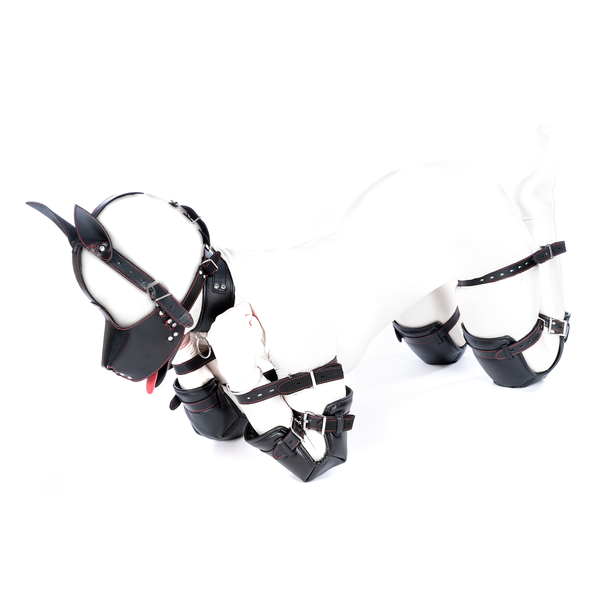 跪趴狗奴道具五件套带手套护膝项圈捆绑手脚固定带sm用品道具