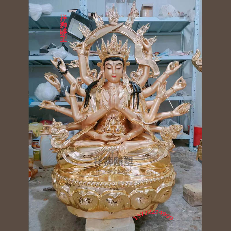 祥狮纯铜准提佛母菩萨佛像准提菩萨准胝观音七俱胝佛母家用神像