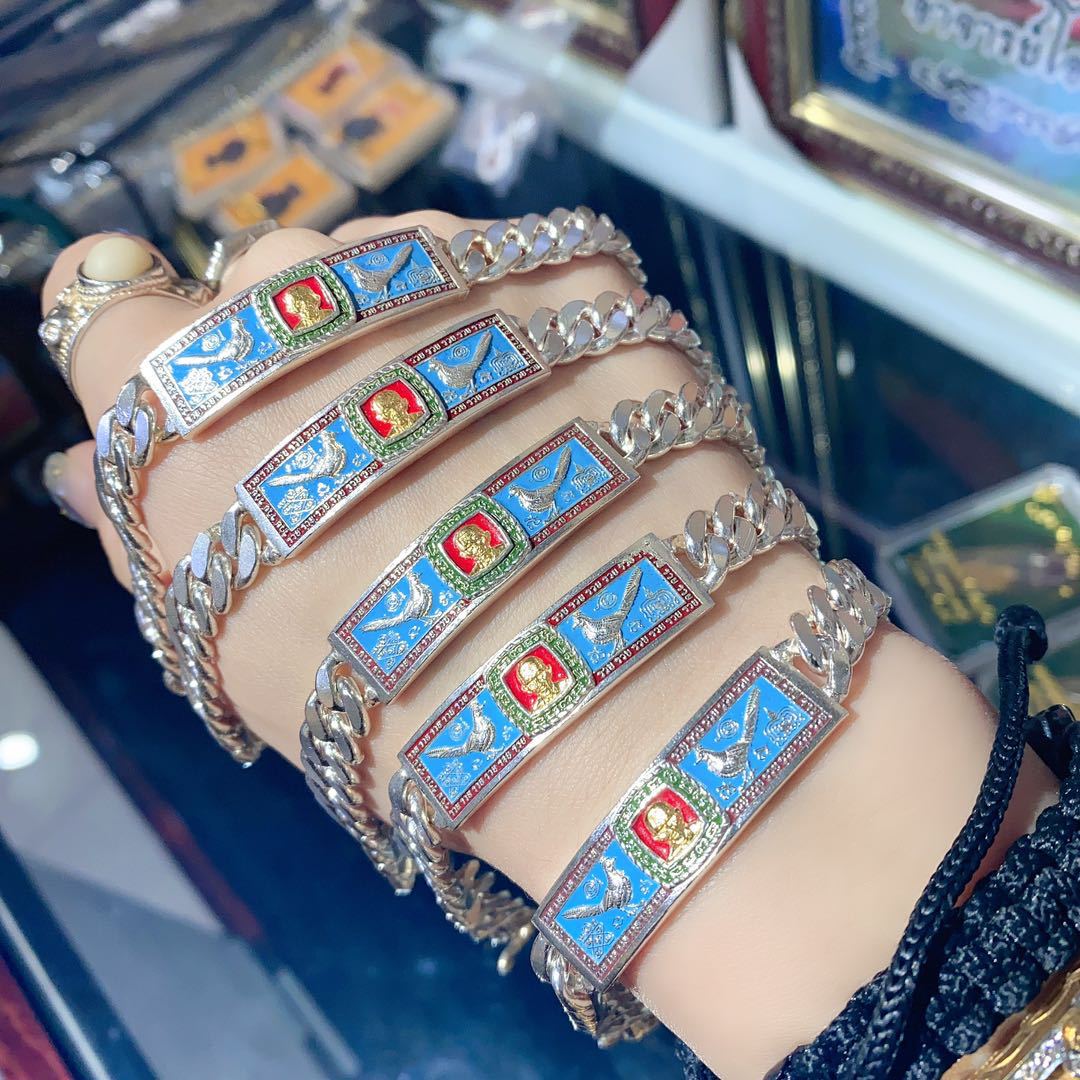 泰国佛牌 2561龙婆瑞纯银手链 浅蓝色蓝-阿里巴巴