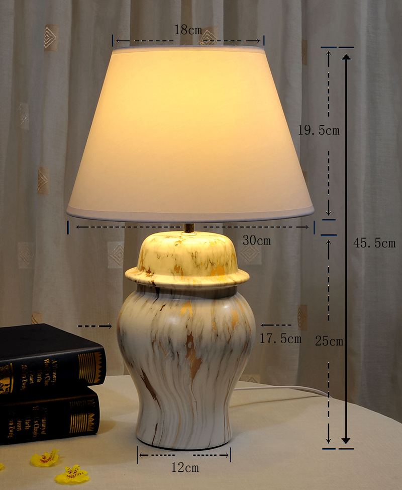 European-Style Ceramic Table Lamp Modern Minimalist Bedroom Bedside Lamp Nursing Living Room Study Personalized Creative Romantic Dimming Light