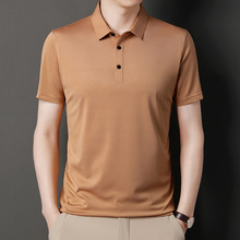 新款短袖T恤男士上衣夏季薄款时尚休闲纯色免烫Polo衫男一件代发