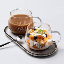 批發耐高温麦片甜品燕麦豆浆牛奶早餐咖啡杯高硼硅玻璃杯子带把手