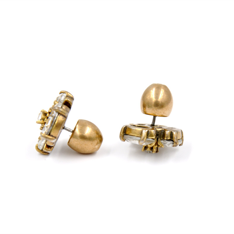 Brass Lathe Semicircle Earplug Spherical Quality Earrings Rear Plug Metal Ear Stud Plug Lettering Fixed Logo Ornament Accessories