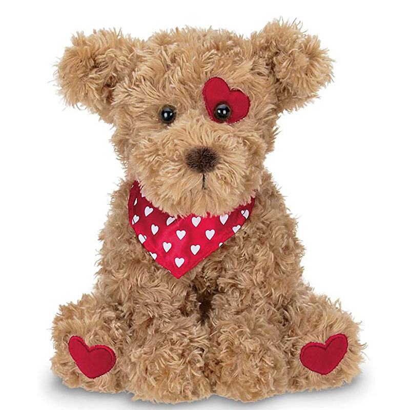 来图定制毛绒玩具情人节爱心熊儿童安抚娃娃卷毛狗公仔节日玩偶