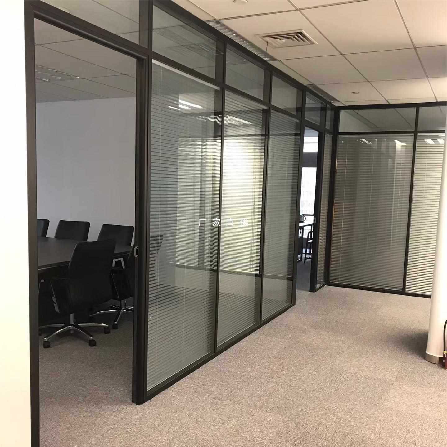 办公室玻璃隔断墙铝合金双层中空玻璃百叶隔断隔音高隔墙