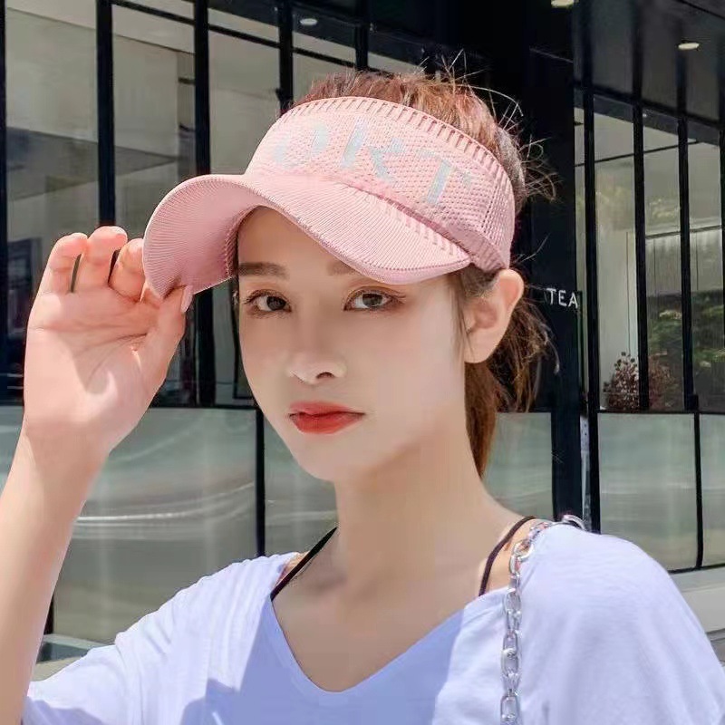 Sun Protection Visor Cap Women's Outdoor Sports Net Red Spring Summer Sun Shade Knitted Hat Running Cycling Peaked Cap