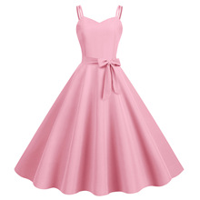 L跨境平台新品女装外贸厂家货源夏季复古欧美性感吊带纯色连衣裙