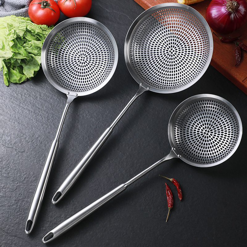304不锈钢大号漏勺 厨房家用加厚捞饺子捞面火锅大捞勺油炸过滤网
