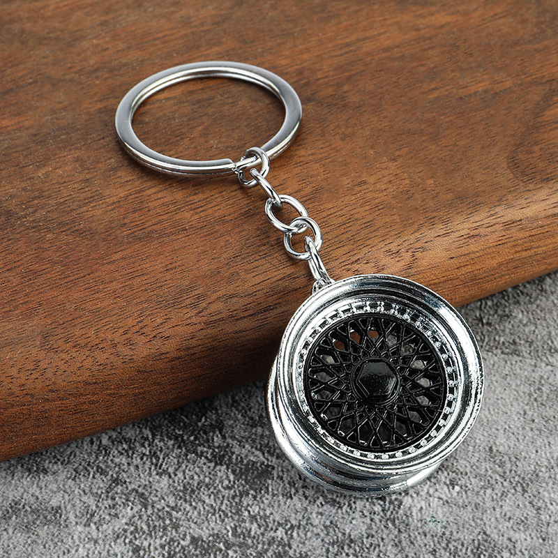 Car Modification Bbs Wheel Hub Keychain Simulation Modeling Keychain Pendant Lie-down Car Keychain Accessories Gift