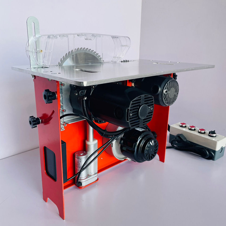 新款锯台电动升降木工推拉锯台无尘子母锯双锯片免倒装铝板子母锯