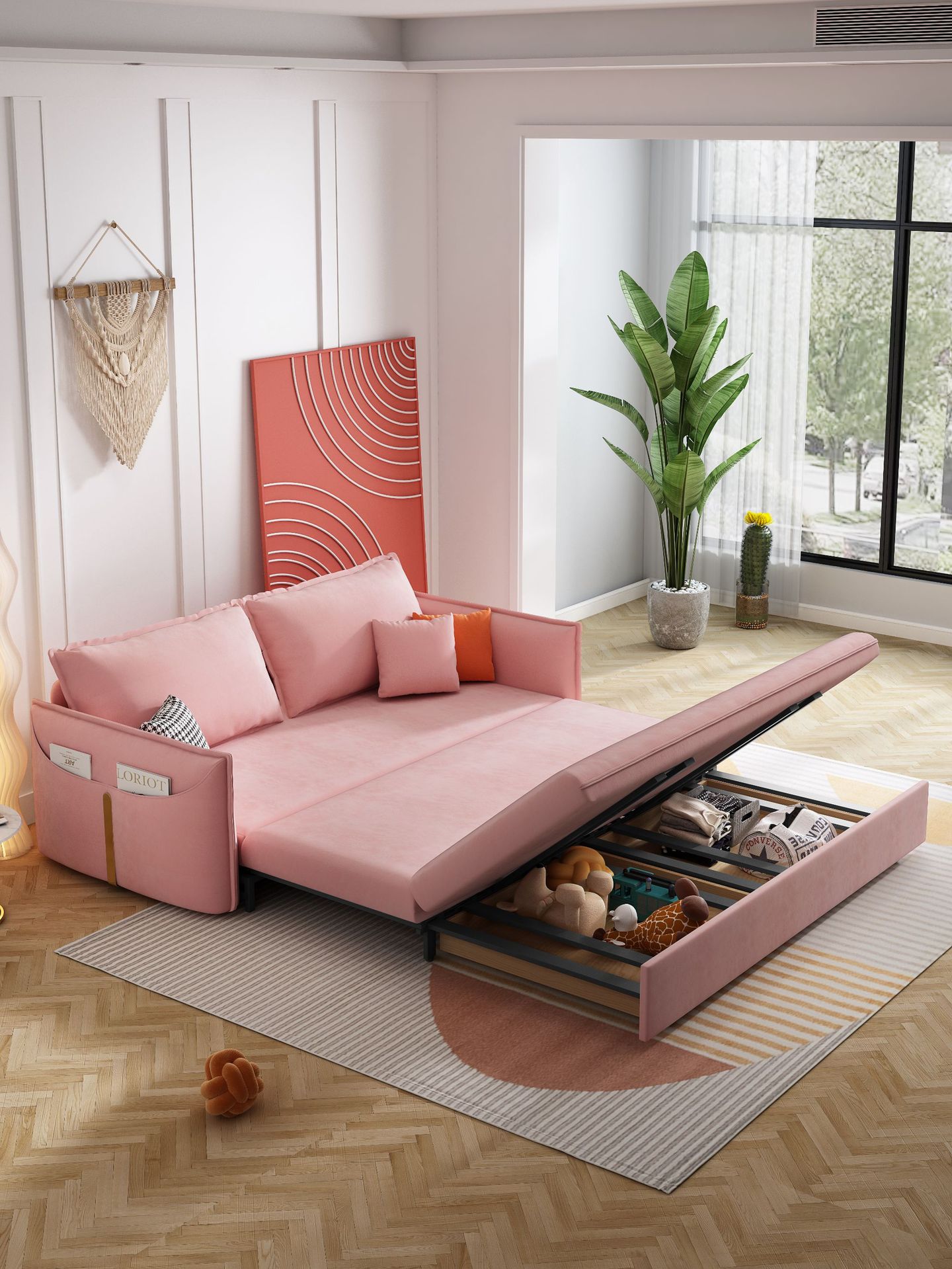 北欧沙发床两用可折叠小户型客厅多功能推拉折叠床坐卧双人网红款